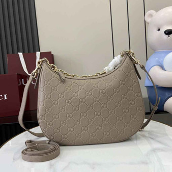 Gucci GG Emblem medium shoulder bag 820453 in taupe GG leather