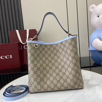 Gucci GG Emblem medium bucket bag ‎815103 in blue fabric