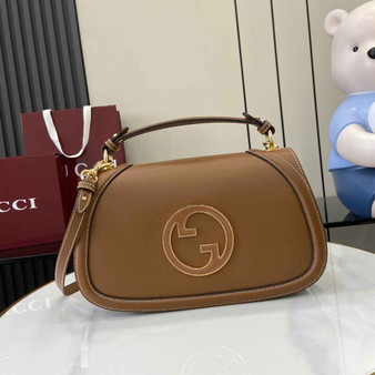 Gucci Blondie medium top handle bag 815716 in brown smooth leather - Default Title - View 1