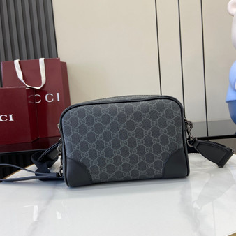 Gucci GG Emblem small crossbody bag, 821155 in black fabric