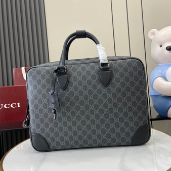 Gucci GG Emblem medium briefcase 821149  in black fabric