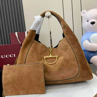 Gucci Softbit maxi shoulder bag, ‎837466 in brown suede