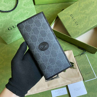 Gucci ‎�?72947 Long wallet with Interlocking G Black leather