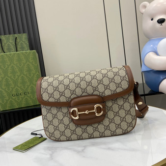 Gucci Horsebit 1955 Soft small shoulder bag 815178 in brown gg - Default Title - View 1