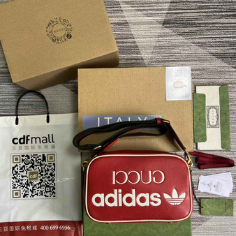 adidas x Gucci small shoulder bag 702427 Red leather