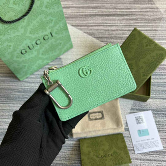 Gucci 701070 GG Marmont keychain card case green