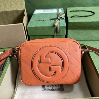 Gucci Blondie small shoulder bag in orange leather 742360 - Default Title - View 1