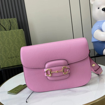 Gucci Horsebit 1955 shoulder bag 602204 in pink leather