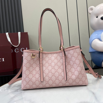 Gucci GG Emblem medium tote bag 815214 in pink fabric