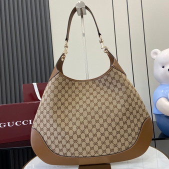 Gucci B large shoulder bag, 815924 in beige and dark brown
