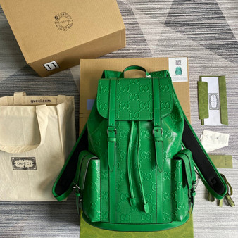 Gucci 625770 GG embossed backpack Green Leather