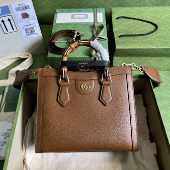 Gucci 702721 Diana Small Tote Bag Leather Brown
