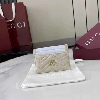Gucci GG Marmont card case ‎443127 in white leather - Default Title - View 1