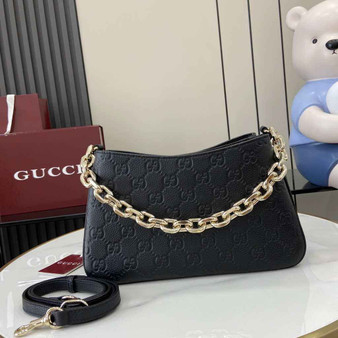 Gucci GG Emblem mini shoulder bag 815263 in black GG leather
