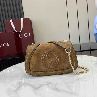 Gucci Blondie mini shoulder bag in brown suede �?15711