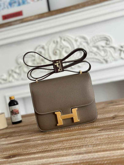 Hermes Constance Epsom Leather 19cm Dark Gray Gold H082229 - Default Title - View 1
