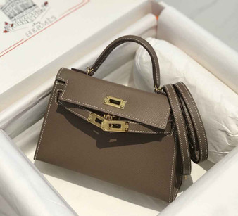 Hermes Kelly Mini II Bag 19 Gold Hardware with Epsom Dark Gray - Default Title - View 1