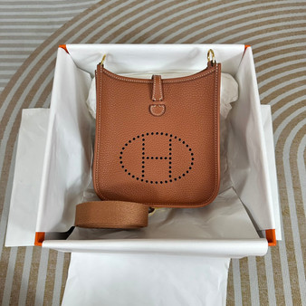 Hermes Evelyne III 17 Tan Togo Leather Bag Gold H5624 - Default Title - View 1
