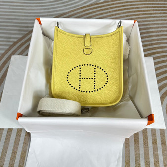 Hermes Evelyne III 17 Togo Light Yellow Leather Bag Silver H5640 - Default Title - View 1