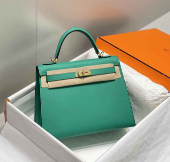 Hermes Kelly Bag 25 Green Epsom Leather Gold Hardware H7109 - Default Title - View 1