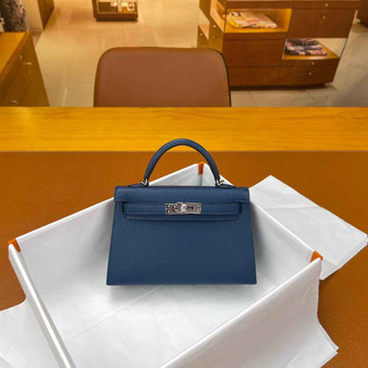 Hermès Kelly II Sellier Mini 2024 Dark Blue Goatskins Leather Silver - Default Title - View 1