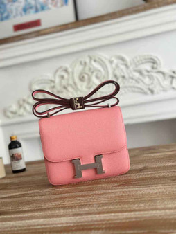 Hermes Constance Epsom Leather 19cm Silver Pink H082240 - Default Title - View 1