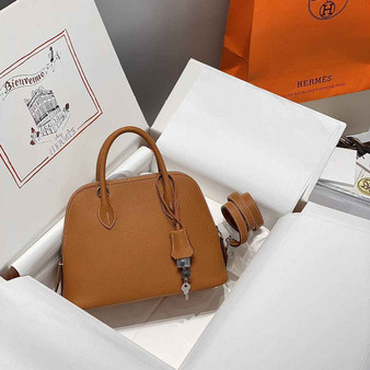 Hermes Bolide 1923 Bag 25 in Brown Epsom Calfskin Silver Hardware - Default Title - View 1