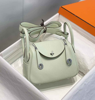 Hermes Lindy Mini Bag Light Green Togo Leather Gold Hardware H8651 - Default Title - View 1