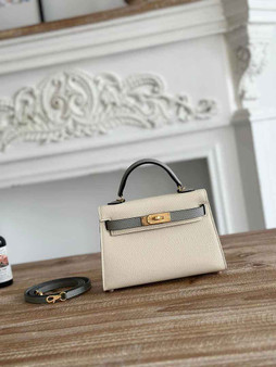 Hermes Kelly Bag 19 Epsom Leather Beige Gold H82330 - Default Title - View 1