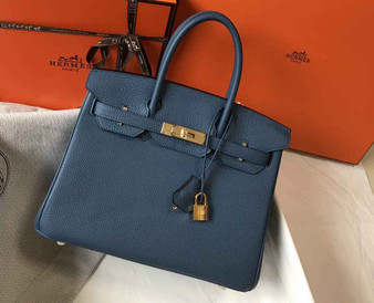 Hermès Birkin 30cm Navy Blue Togo Gold Hardware - Default Title - View 1