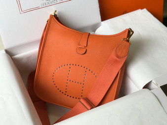 Hermès Evelyne III 29 Taurillon Clemence Bag Half Hand Orange Gold - Default Title - View 1