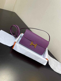 Hermes Constance Long To Go wallet H080126 Purple Gold - Default Title - View 1