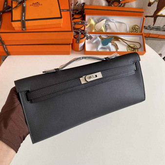 Hermès Kelly Cut Clutch 31cm Epsom Leather Black Silver - Default Title - View 1