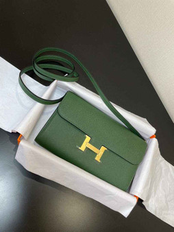 Hermes Constance Long To Go wallet H080126 dark green gold - Default Title - View 1