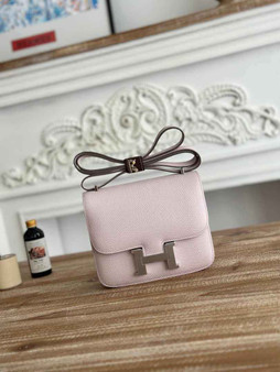 Hermes Constance Epsom Leather 19cm Light Pink Silver H082214 - Default Title - View 1