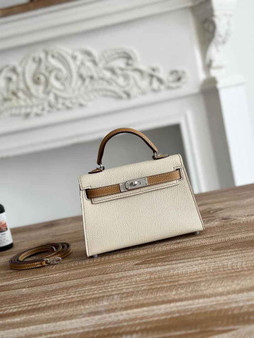 Hermes Kelly Bag 19 Epsom Leather Beige Tan Gold H82349 - Default Title - View 1