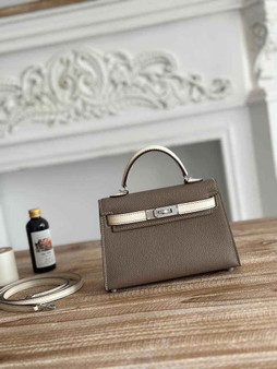 Hermes Kelly Bag 19 Dark Gray Epsom Leather Silver H82315 - Default Title - View 1