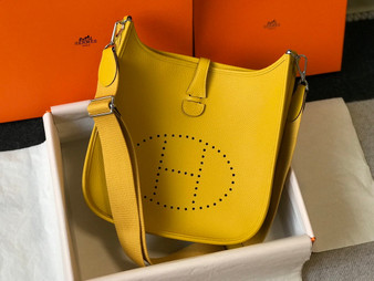 Hermès Evelyne III 29 Taurillon Clemence Shoulder Bag Yellow Silver - Default Title - View 1