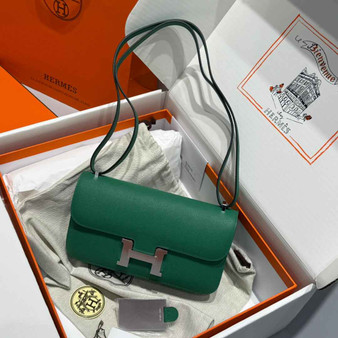 Hermes Constance Box Epsom Leather Green Silver H082698 - Default Title - View 1