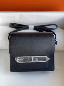 Hermès Mini Roulis Bag Black Evercolor Silver Hardware H50317 - Default Title - View 1