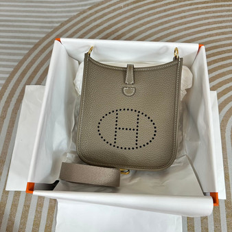 Hermes Evelyne III 17 Togo Dark Blue Leather Bag Gold H5632 - Default Title - View 1