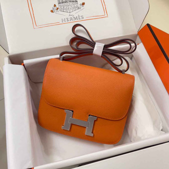 Hermes Constance Bag Epsom Orange Leather Silver H2547 - Default Title - View 1