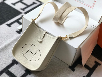 Hermes Evelyne III 18 Togo Leather Crossbody half Handmade Bag Gold Beige - Default Title - View 1