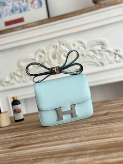 Hermes Constance Epsom Leather 19cm Light Blue Silver H082200 - Default Title - View 1