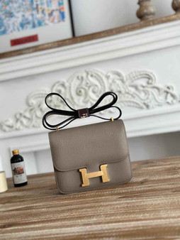 Hermes Constance Epsom Leather 19cm Gray Gold H082205 - Default Title - View 1