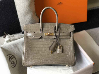 Hermès Birkin Bag 30cm Gray Crocodile Leather Gold Hardware - Default Title - View 1