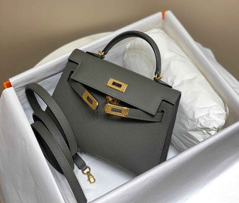 Hermes Kelly Mini II Bag Dark Gray Epsom Leather with Gold Hardware 19 - Default Title - View 1