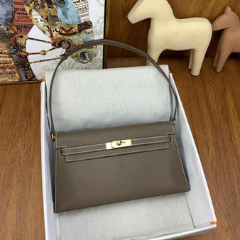 Hermes Kelly Bag Gold Hardware with Elan Gray Leather - Default Title - View 1