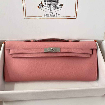 Hermès Kelly Cut Clutch 31cm Epsom Leather Pink Silver - Default Title - View 1