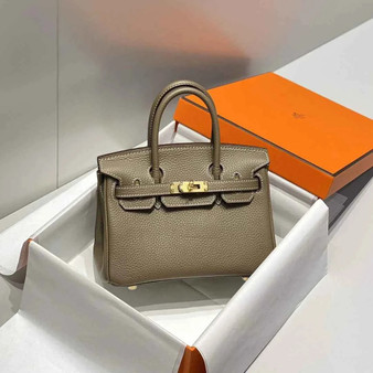 Hermès Birkin Mini Bag 20cm etoupe gray leather with shoulder strap - Default Title - View 1